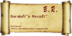 Barabás Rezső névjegykártya